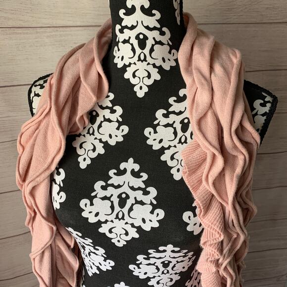 Romeo & Juliet Couture Pink Ruffled Cardigan Sweater Open Front Size Medium - Picture 14 of 14